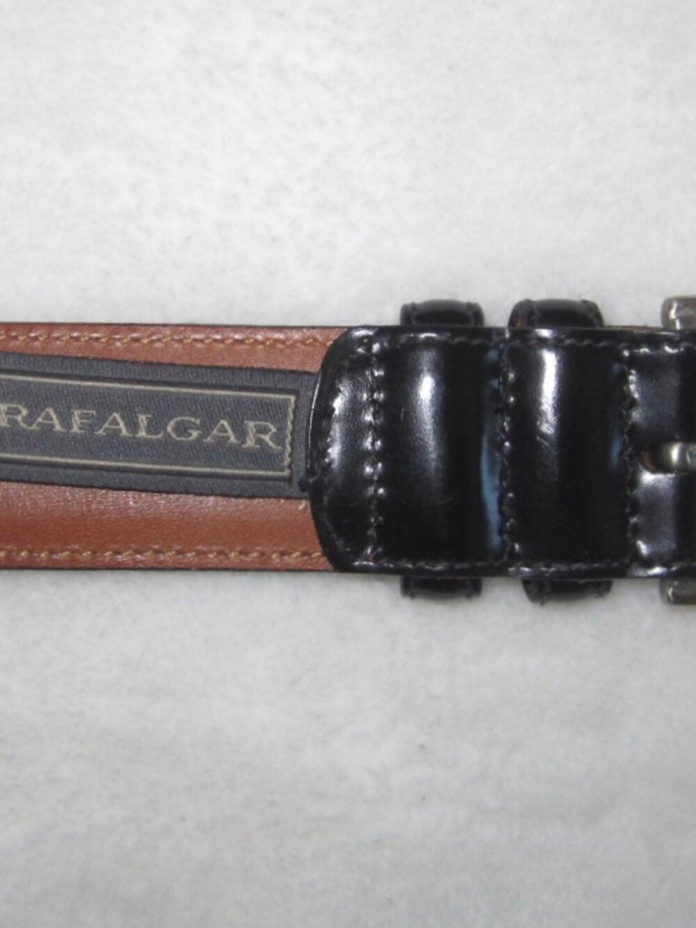 TRAFALGAR Black Leather Belt Made in USA Italian Solid Brass Buckle Men's 36 - Picture 5 of 8